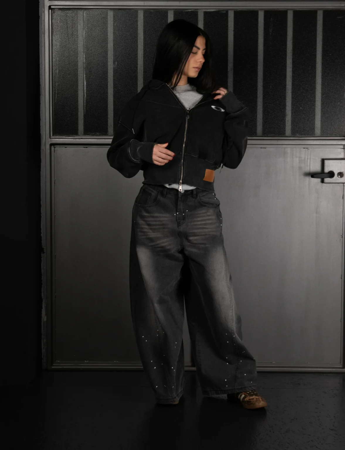 CROPPED HEAVY ZIP HOODIE