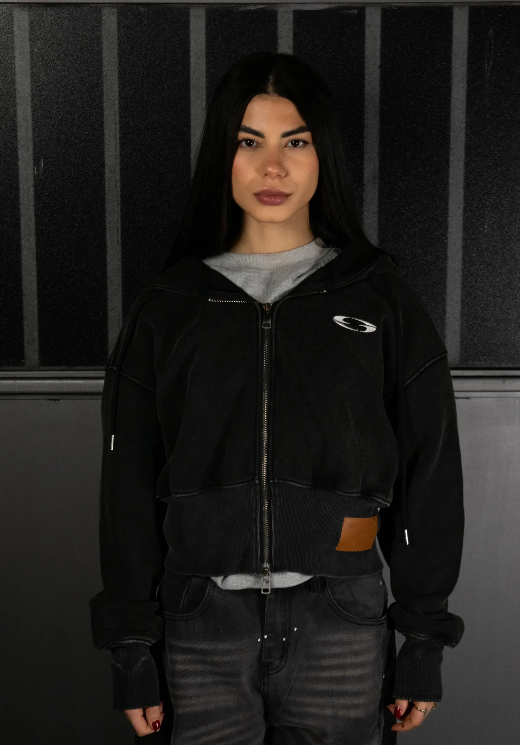CROPPED HEAVY ZIP HOODIE