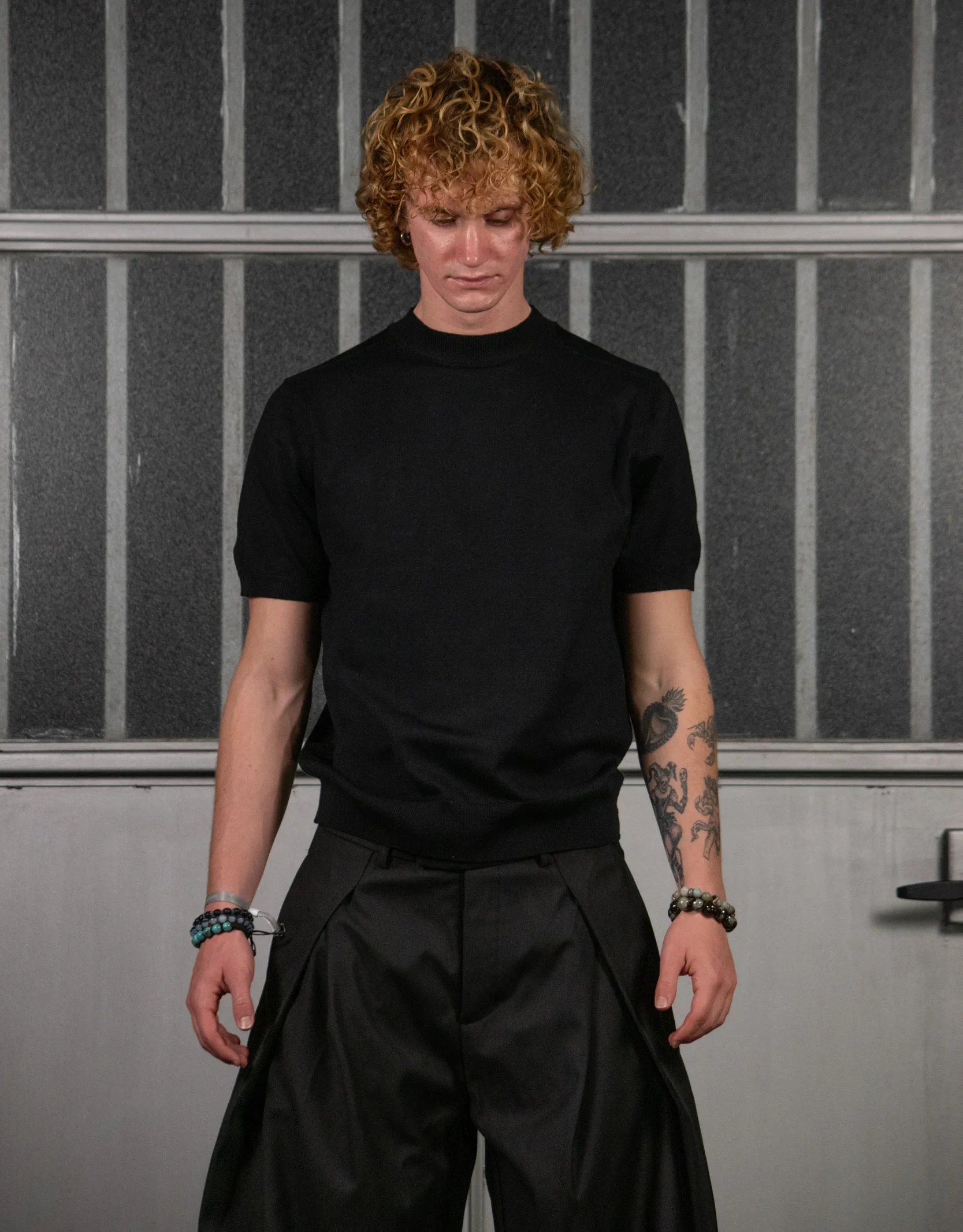 VISCOSE MOCK-NECK KNIT TEE