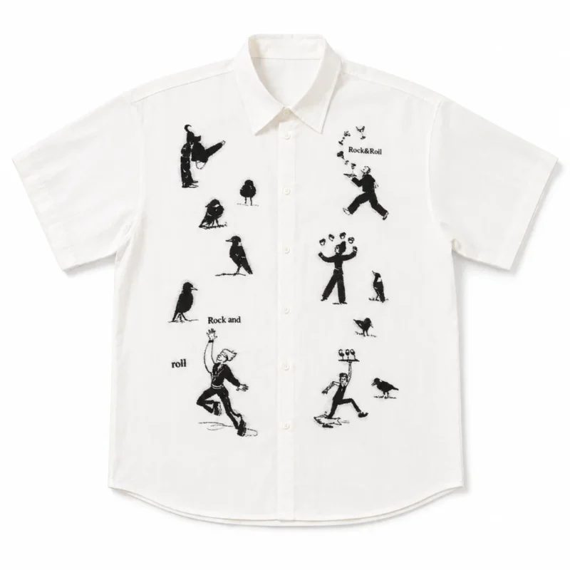 White Illustrated Overshirt