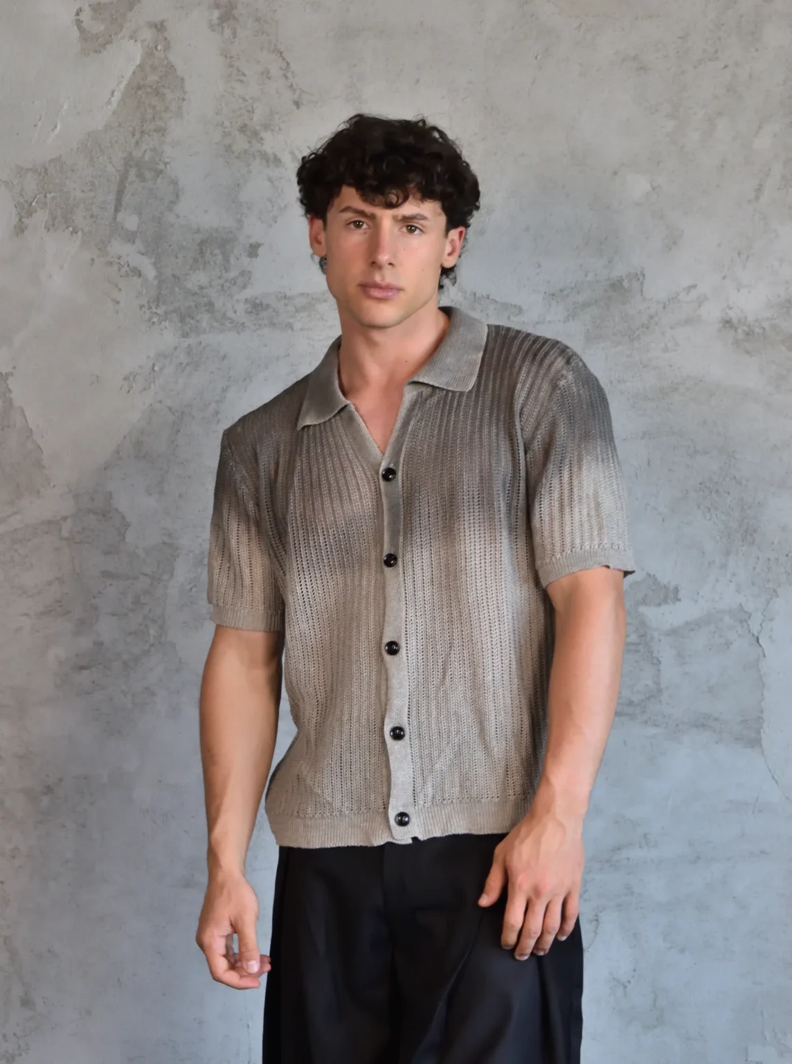 Textured Knit Short Sleeve Shirt