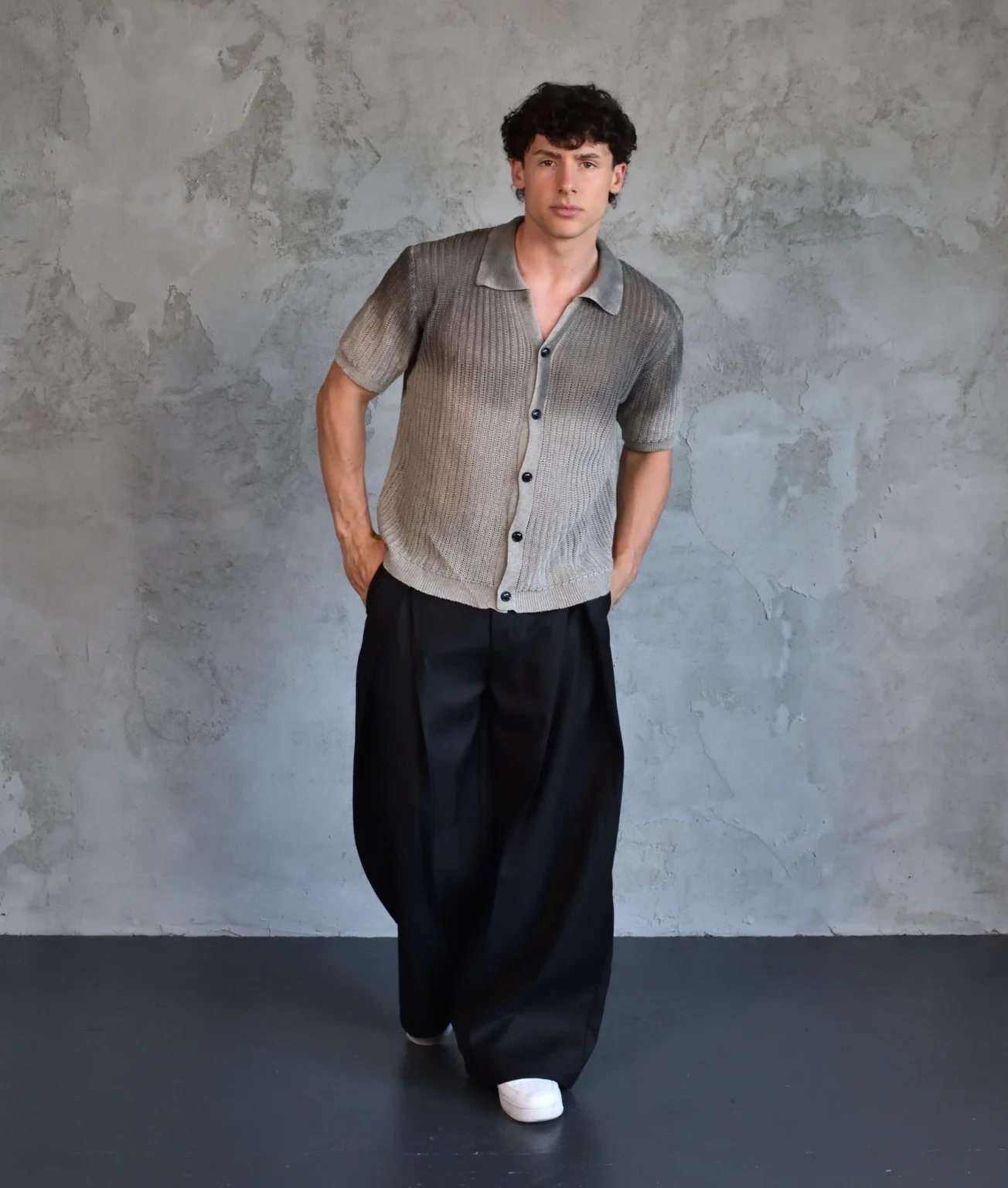 Textured Knit Short Sleeve Shirt