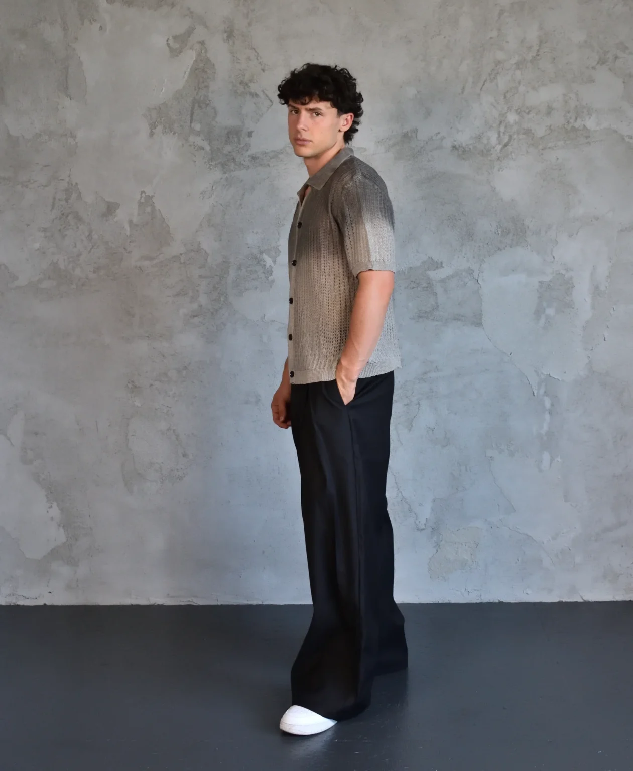 Textured Knit Short Sleeve Shirt