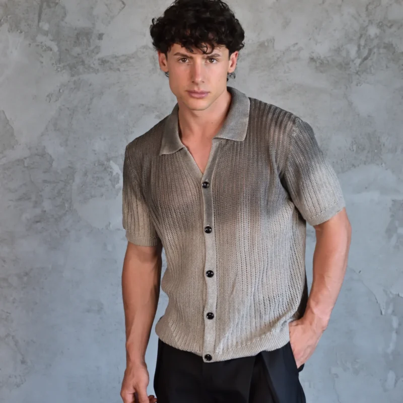 Textured Knit Short Sleeve Shirt