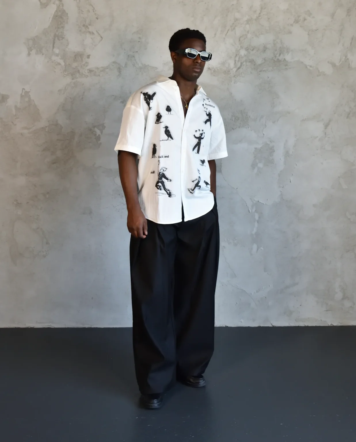 White Illustrated Overshirt