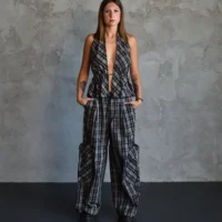 Checked Cotton Two-Piece Set