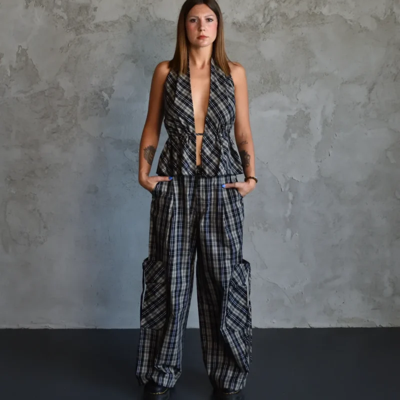 Checked Cotton Two-Piece Set