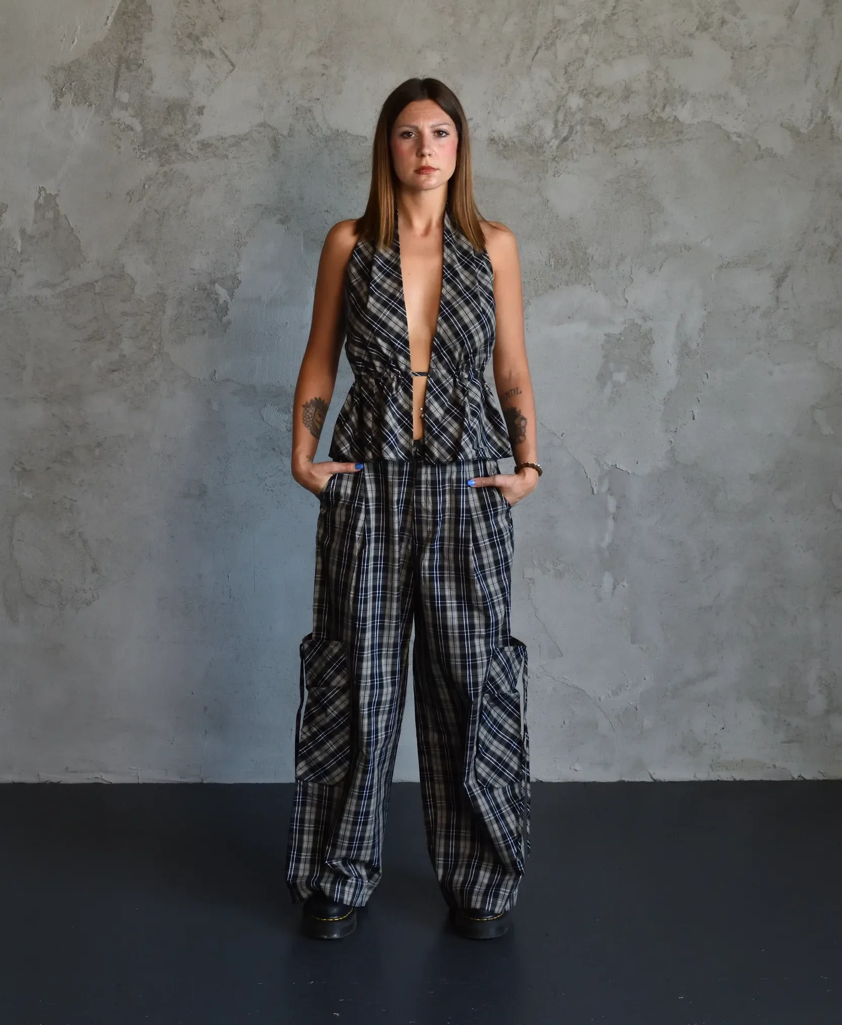 Checked Cotton Two-Piece Set