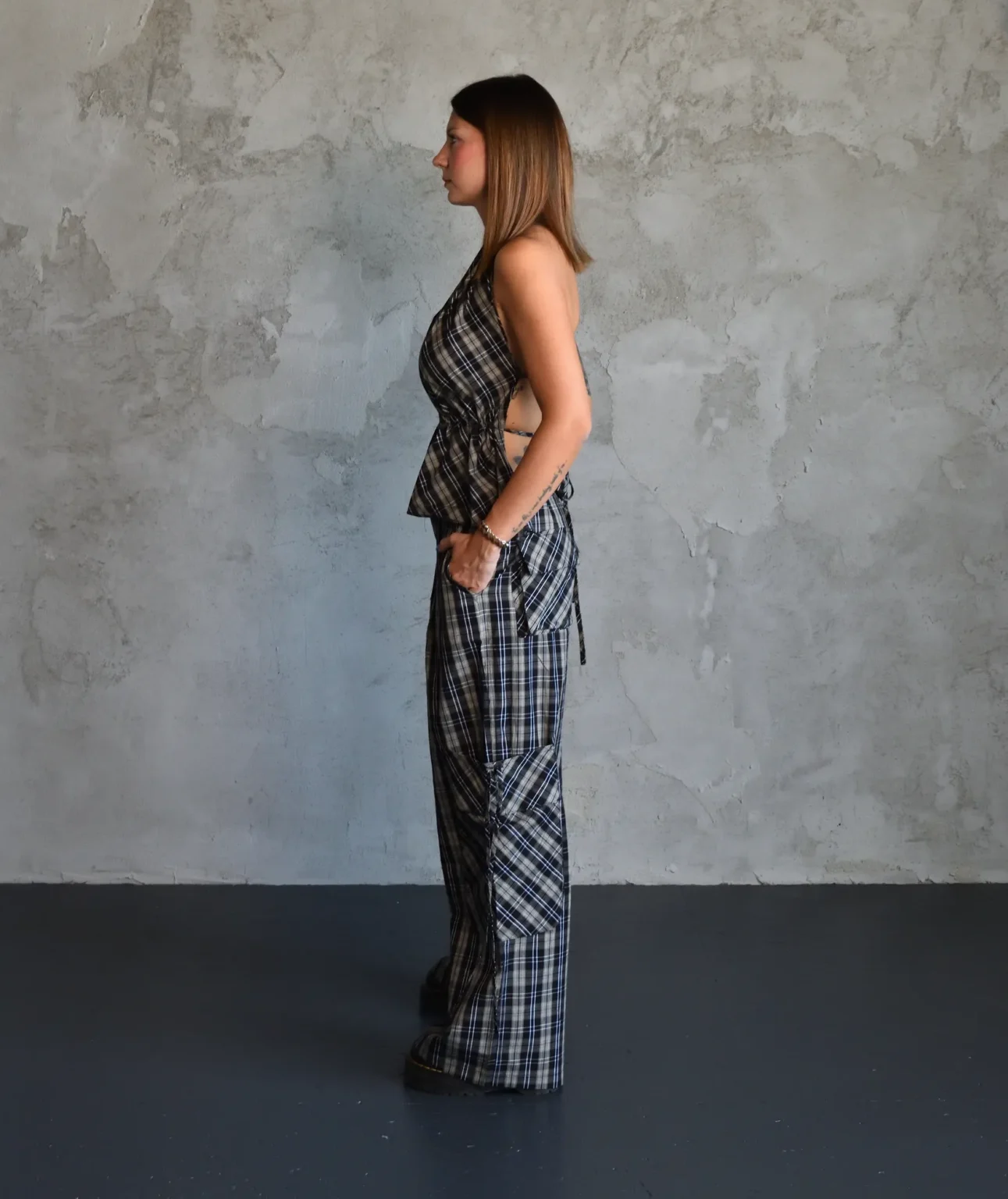 Checked Cotton Two-Piece Set