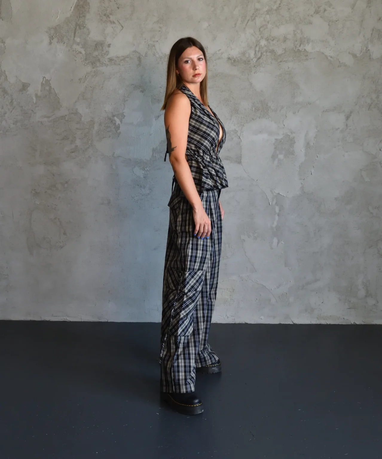 Checked Cotton Two-Piece Set