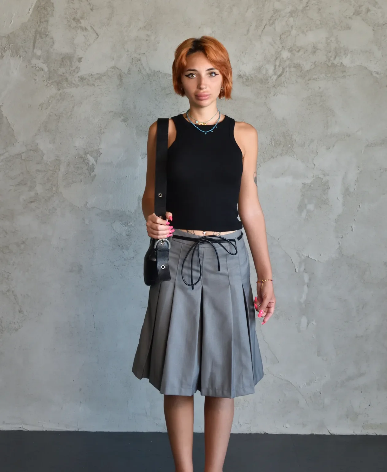 Grey Pleated Skort Shorts