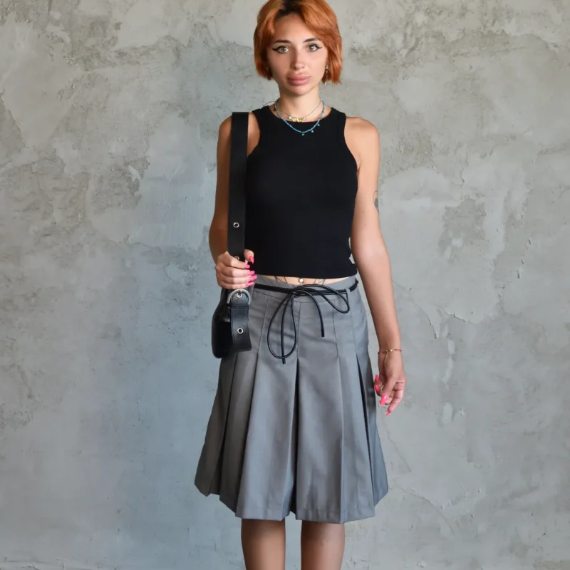 Grey Pleated Skort Shorts