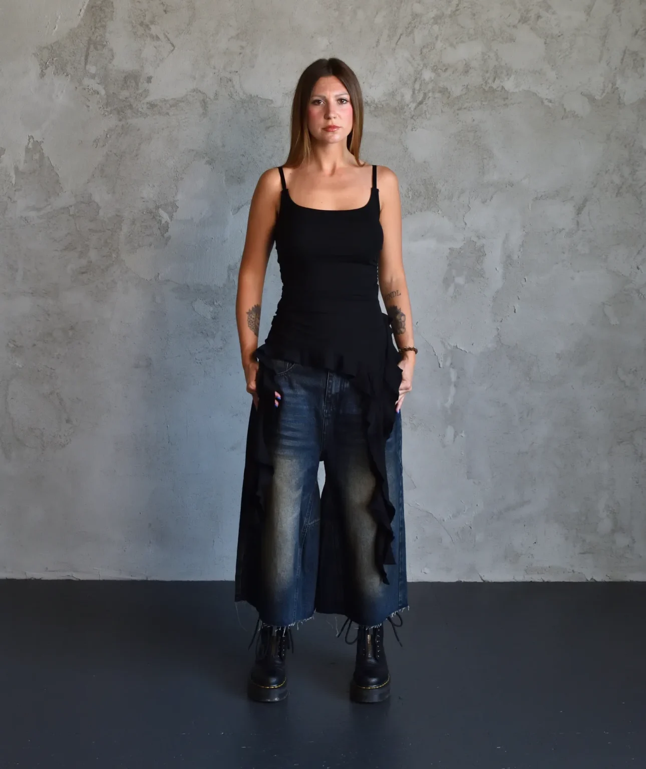 Black Asymmetric Cami Top