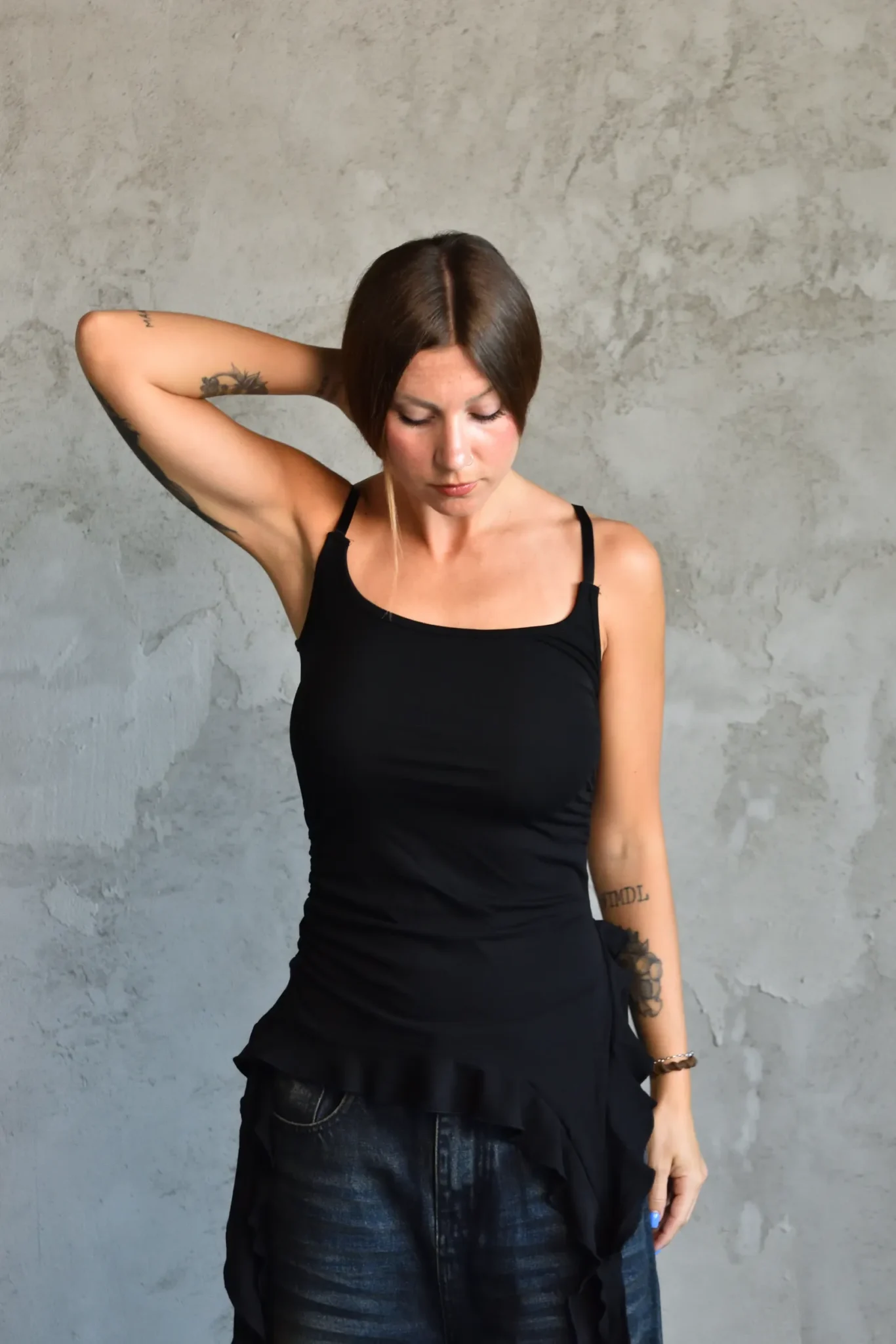 Black Asymmetric Cami Top