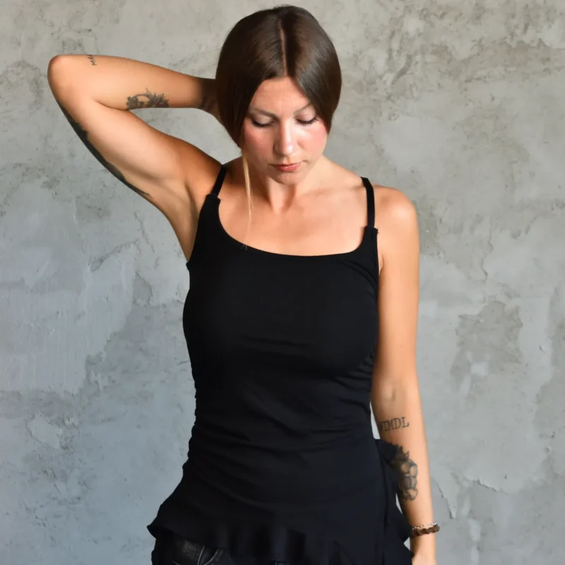Black Asymmetric Cami Top