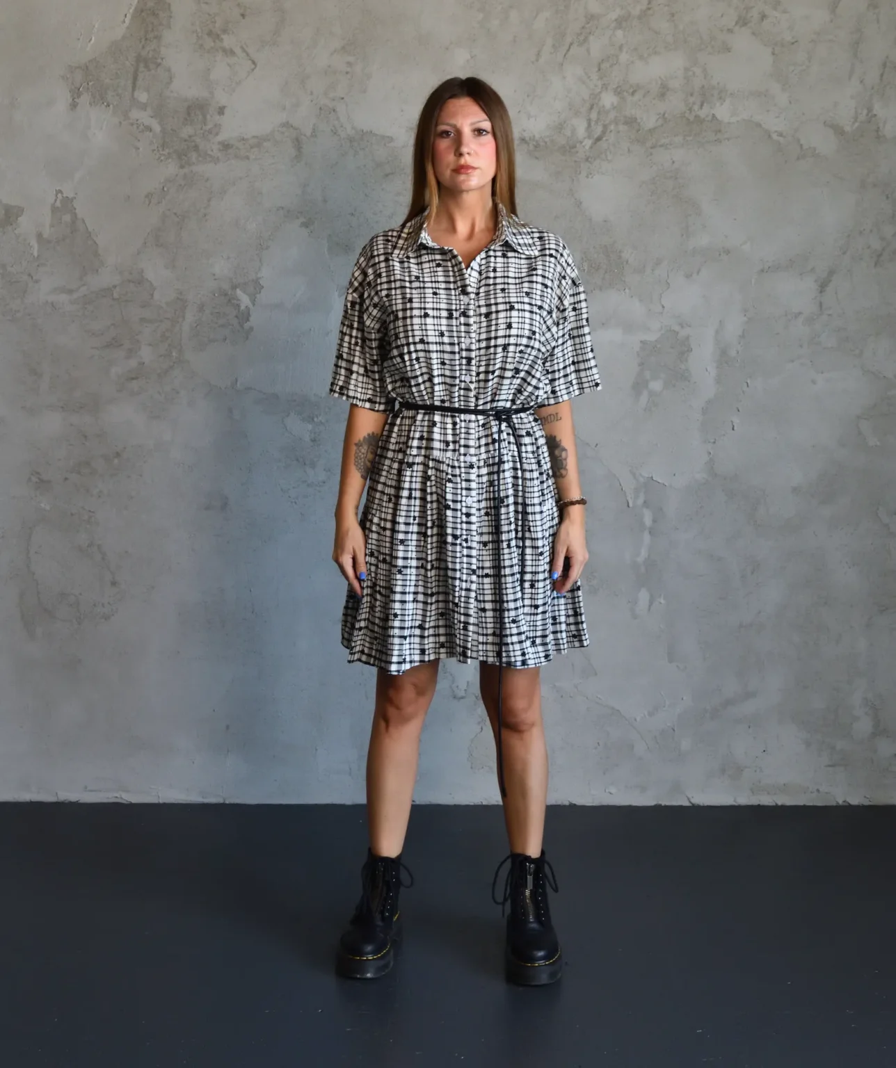 Floral Check Shirt Dress