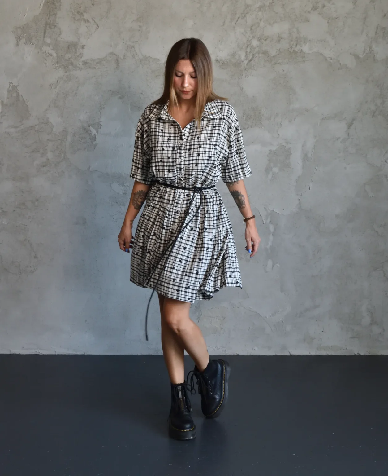 Floral Check Shirt Dress
