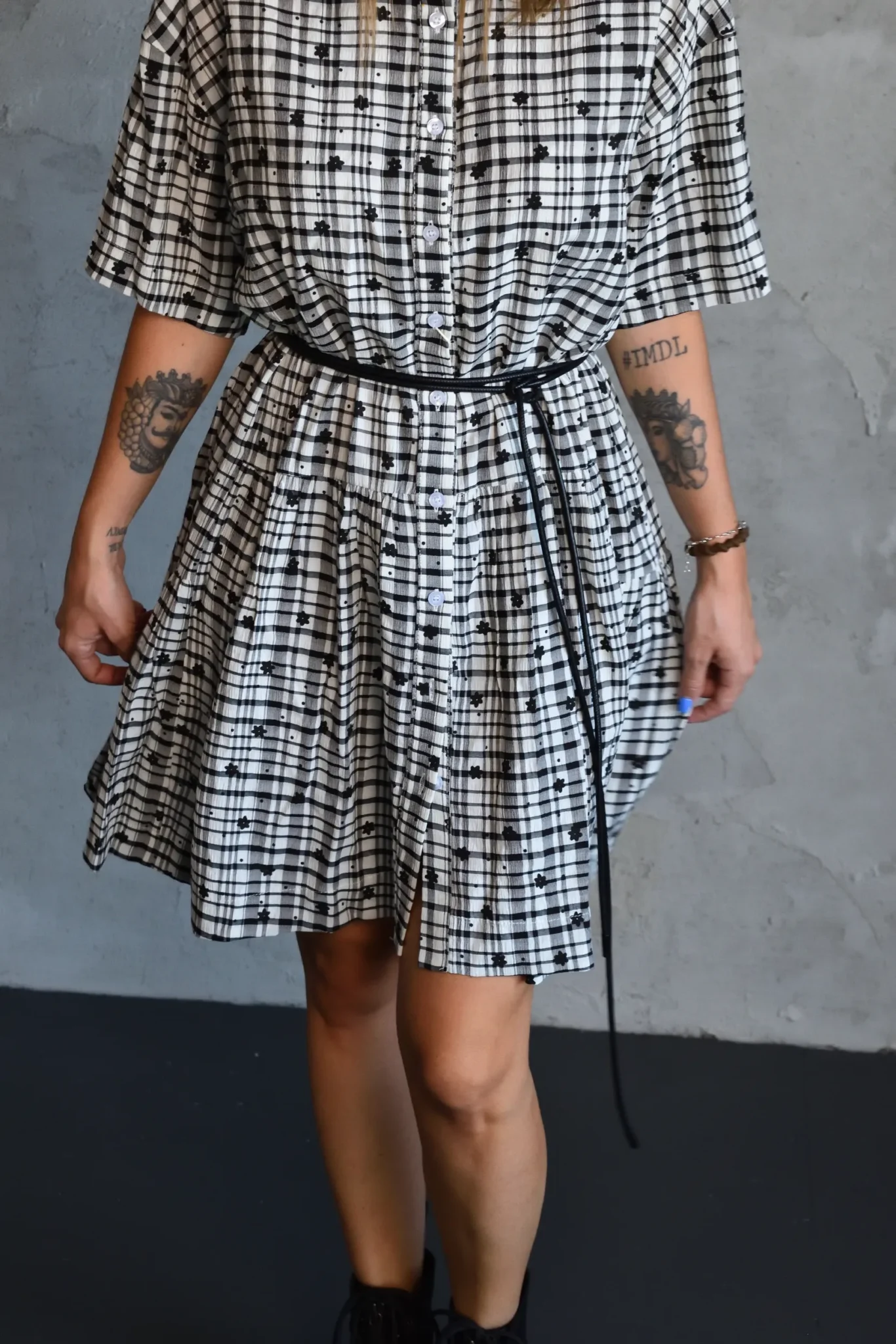 Floral Check Shirt Dress
